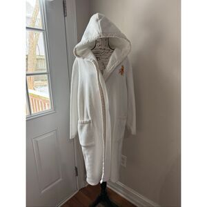 Disney Women's Winnie The Pooh Fleece Hooded Long Robe White Size Medium